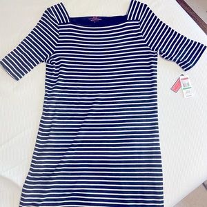 Vineyard Vines Square Neck Navy Striped Dress NWT